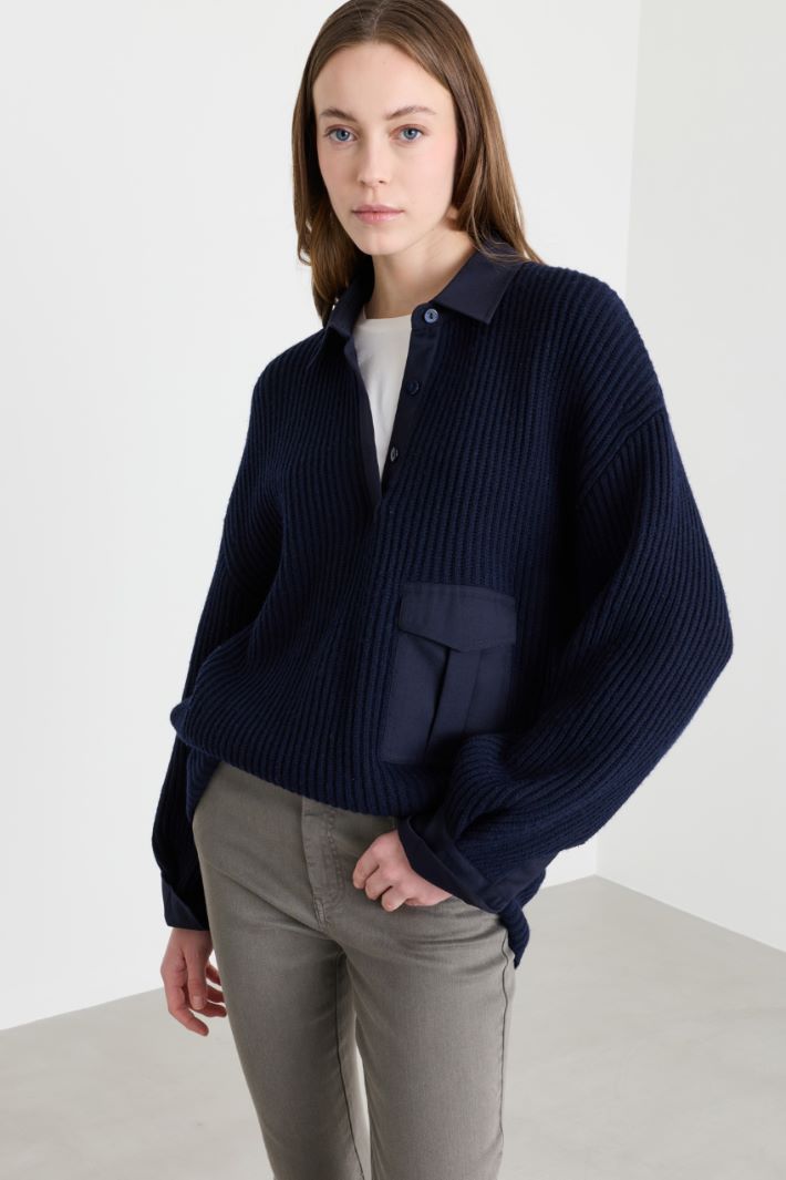 Pullover mit Spitzkragen - BLAU - Intrend - 2