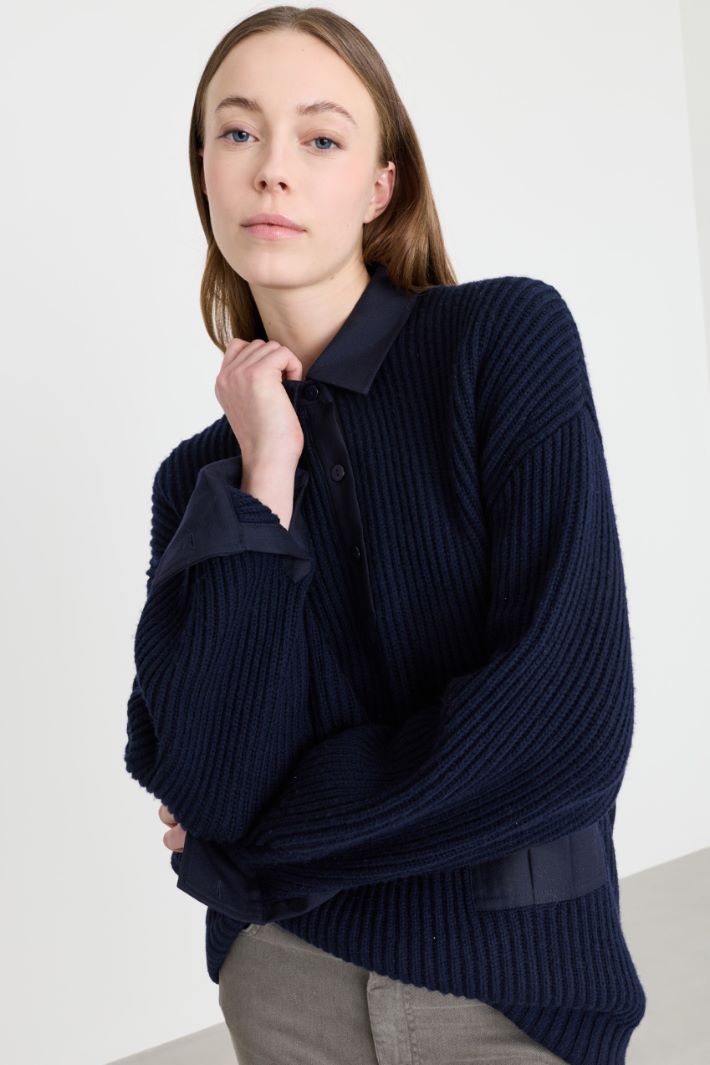 Pullover mit Spitzkragen - BLAU - Intrend - 3