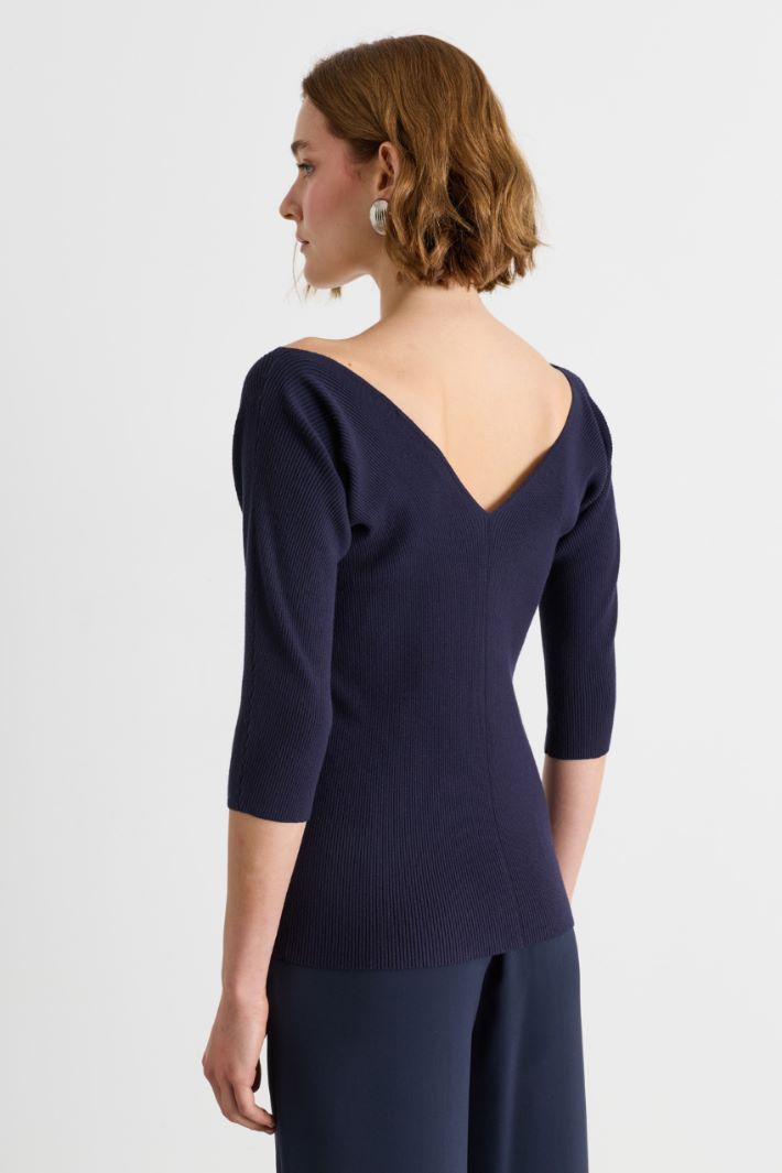 Maglia con ampio scollo a V  - BLU - Intrend - 4