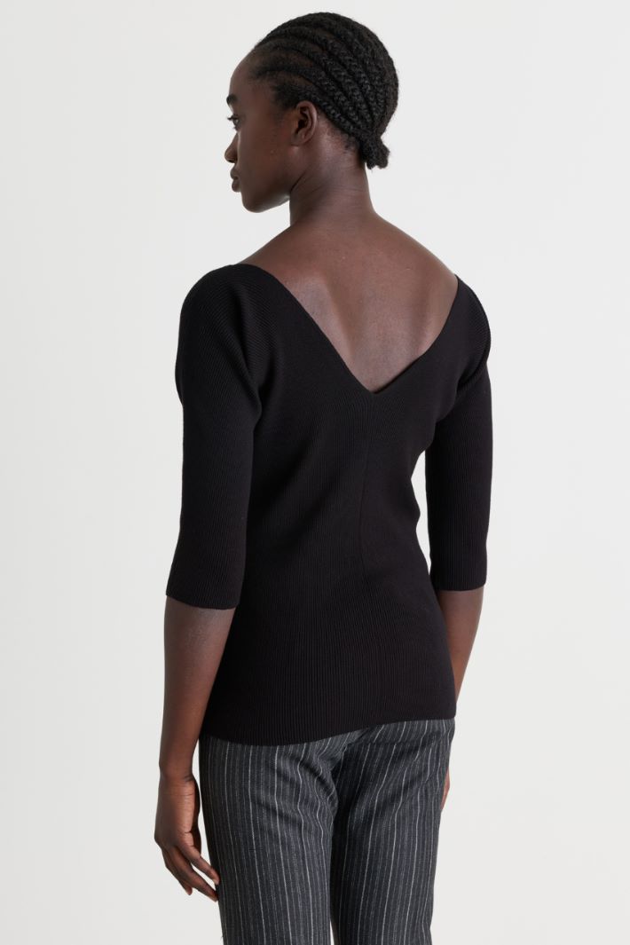 Kimono-sleeve knit top - BLACK - Intrend - 4