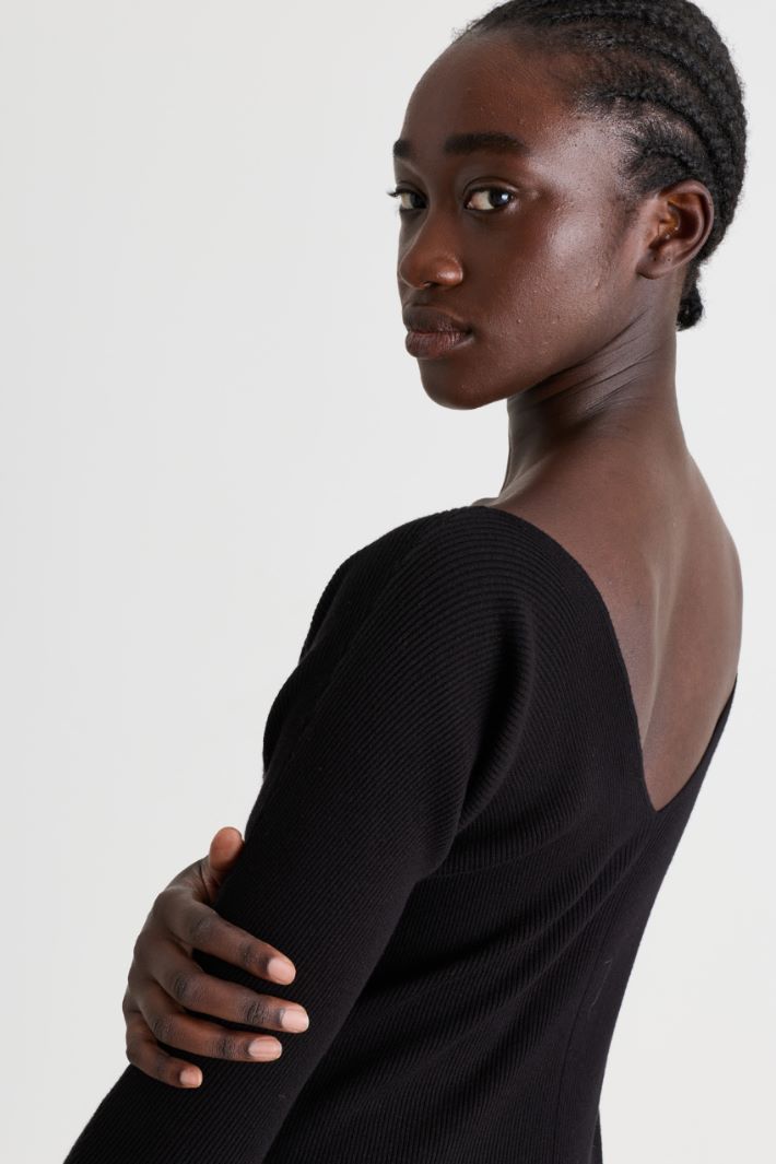 Kimono-sleeve knit top - BLACK - Intrend - 3