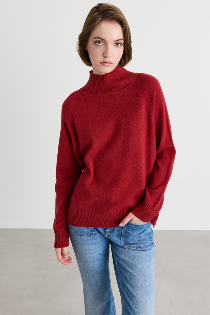 Pullover aus weichem Kaschmir mit Seitenschlitzen - ROT - Intrend - 2