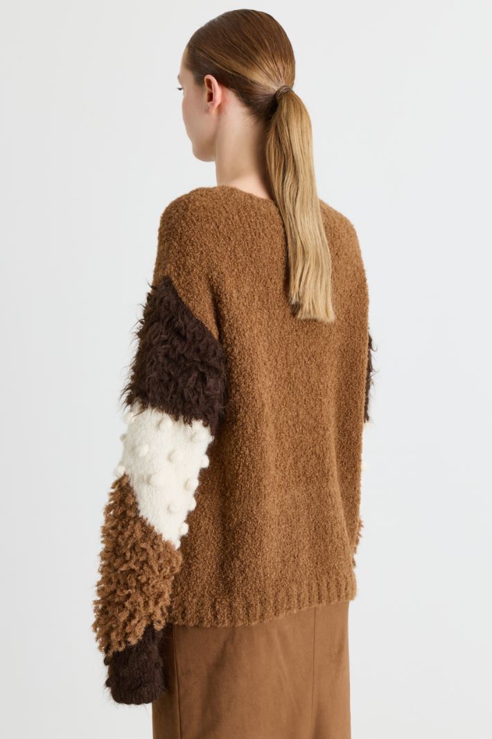Loose-fit patchwork jumper - BROWN - Intrend - 4