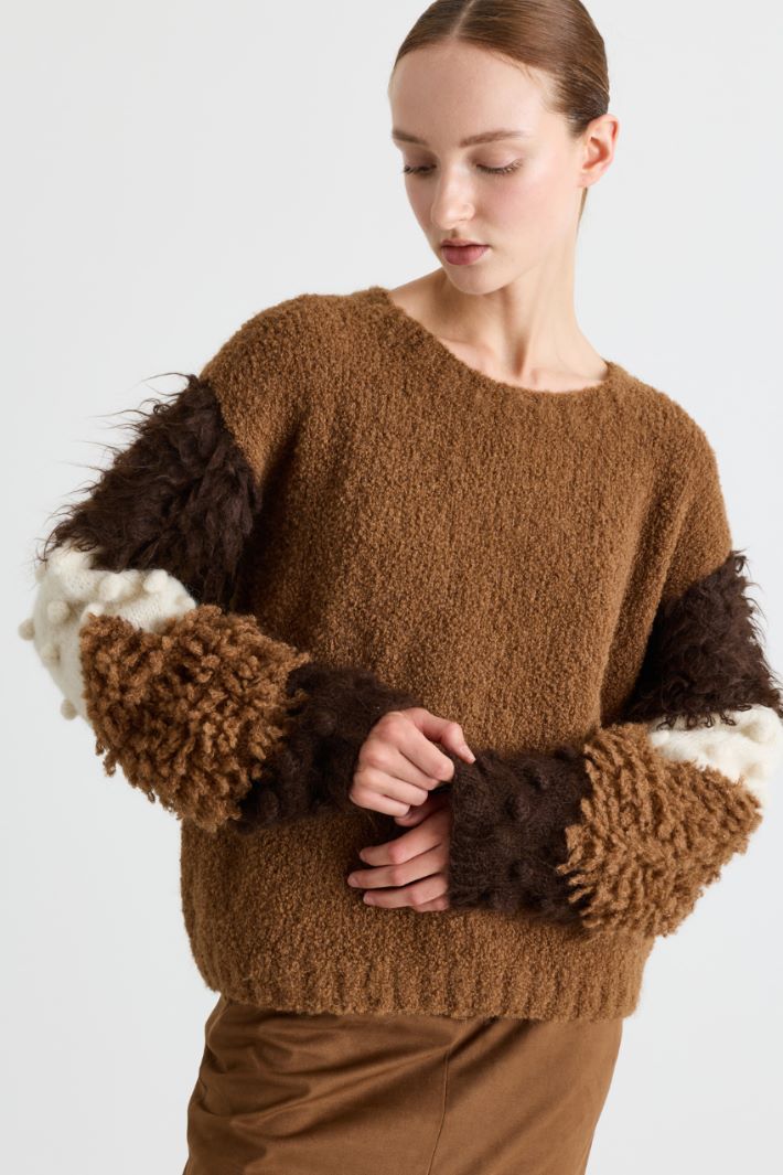 Weicher Patchwork-Pullover - BRAUN - Intrend - 3