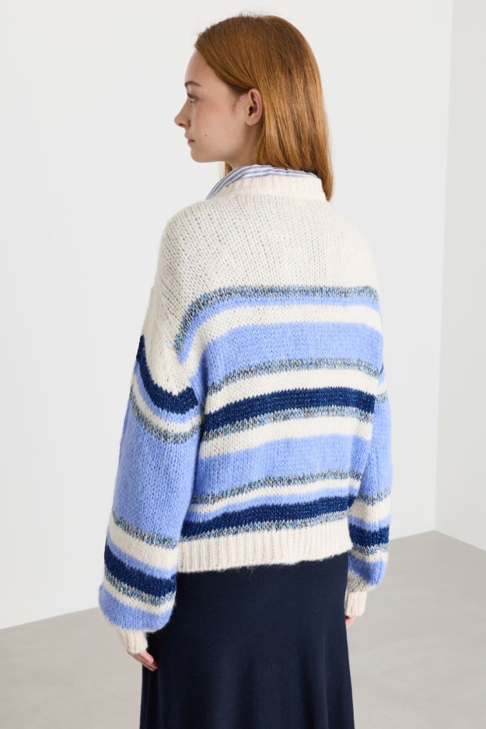 Dropped-shoulder jumper - WHITE LIGHT BLUE - Intrend - 4