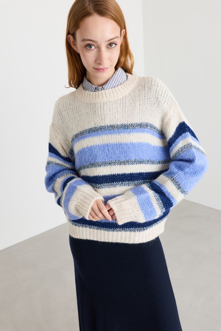 Dropped-shoulder jumper - WHITE LIGHT BLUE - Intrend - 3