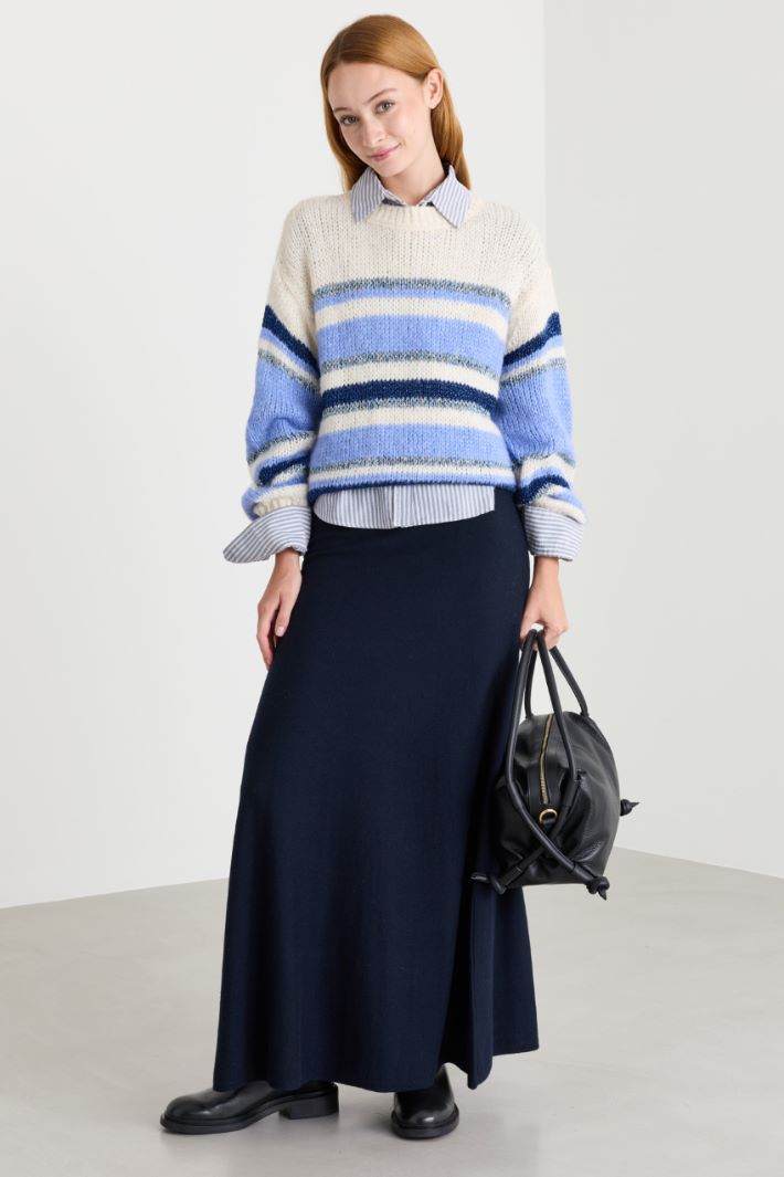Dropped-shoulder jumper - WHITE LIGHT BLUE - Intrend