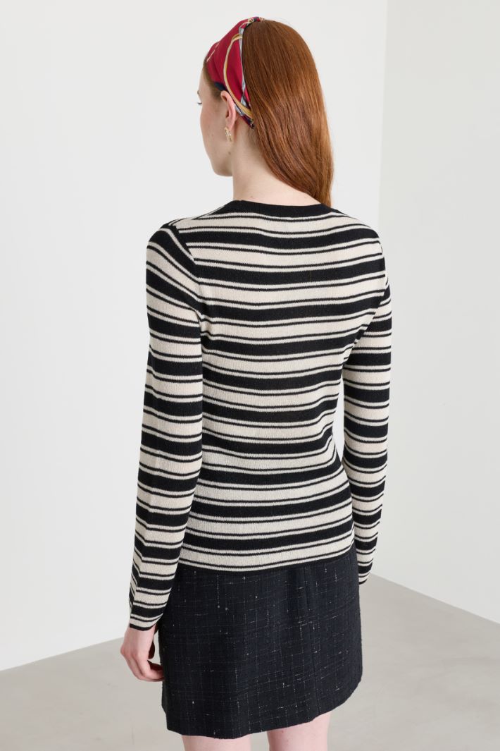 Figurbetonter Feinstrickpullover - SCHWARZ WEISS - Intrend - 4