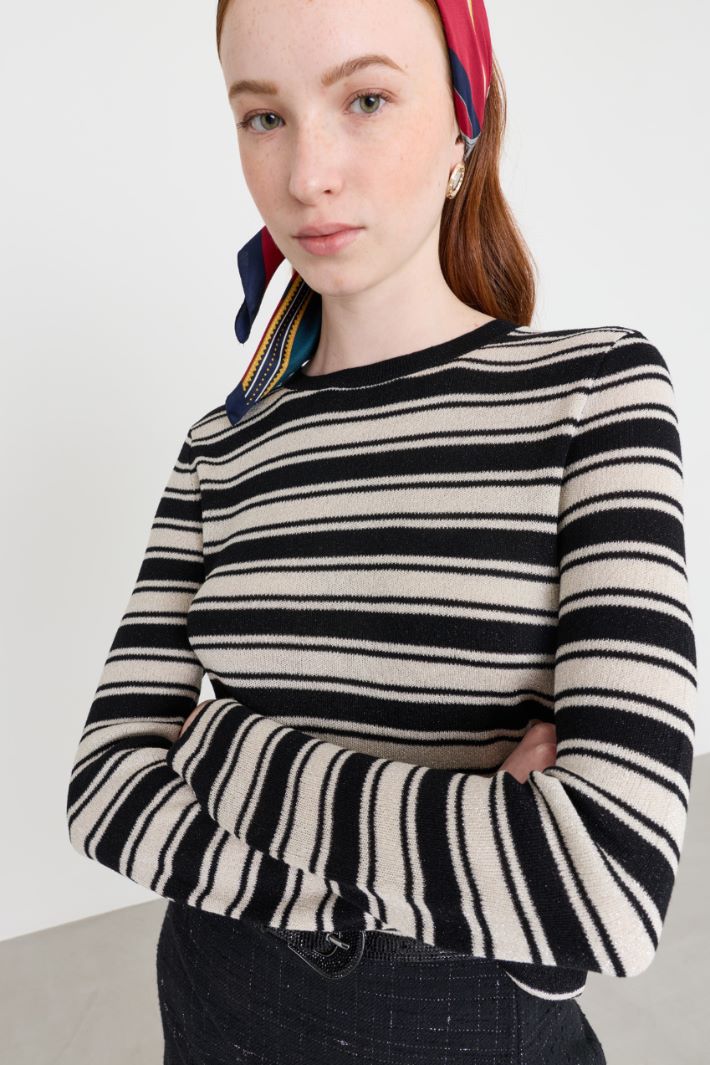 Figurbetonter Feinstrickpullover - SCHWARZ WEISS - Intrend - 3