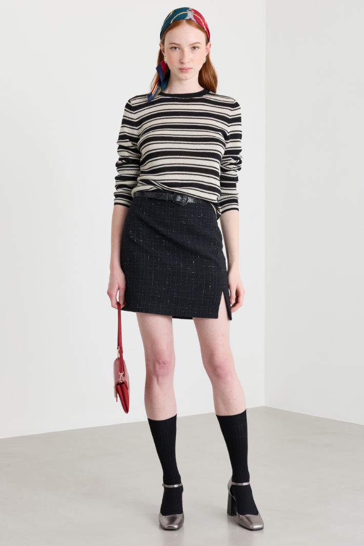 Figurbetonter Feinstrickpullover - SCHWARZ WEISS - Intrend