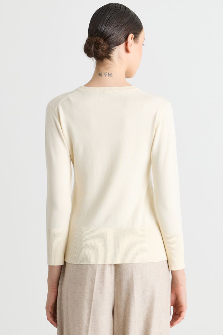 Maglia aderente con arricciatura - BIANCO - Intrend - 4