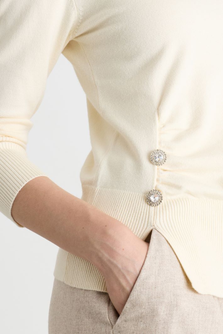 Maglia aderente con arricciatura - BIANCO - Intrend - 3