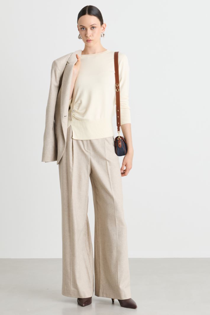 Maglia aderente con arricciatura - BIANCO - Intrend