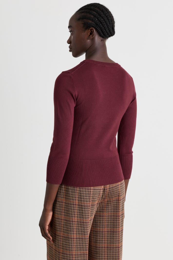Maglia aderente con arricciatura - BORDEAUX - Intrend - 4