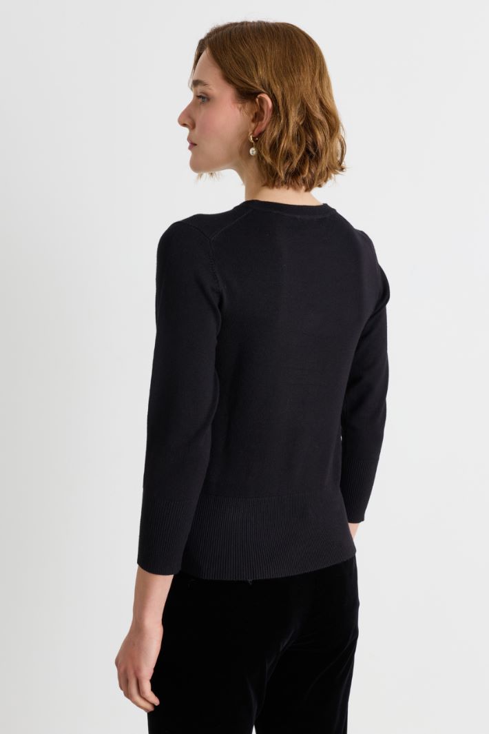 Maglia aderente con arricciatura - NERO - Intrend - 4