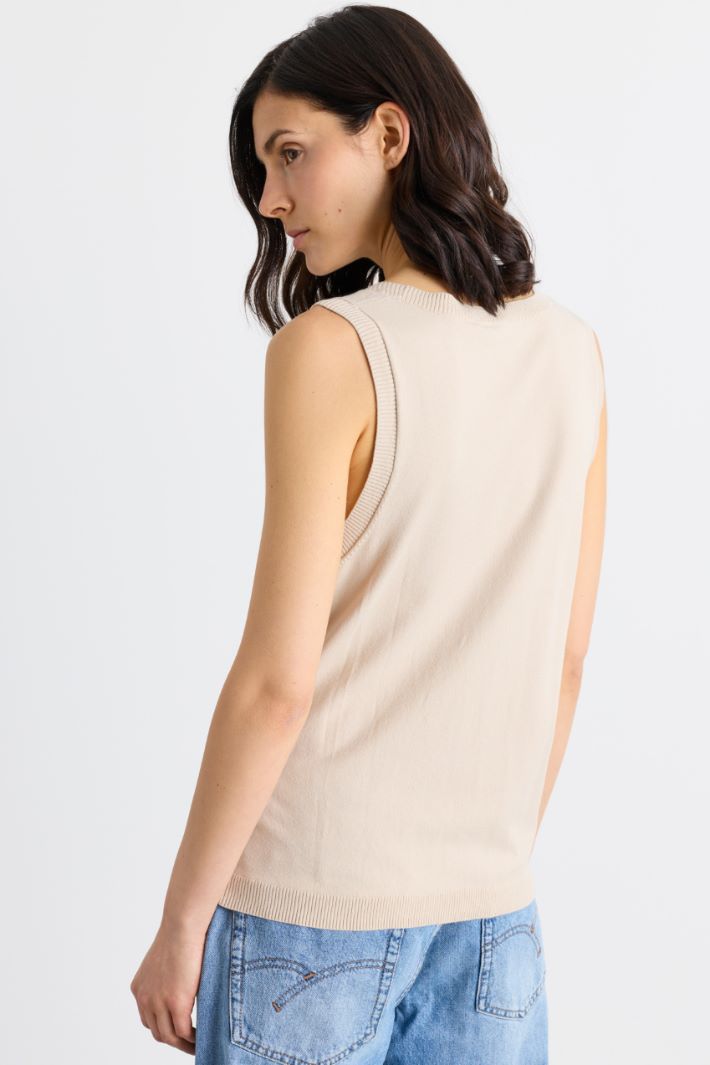 Stretch knit top - BEIGE - Intrend - 4