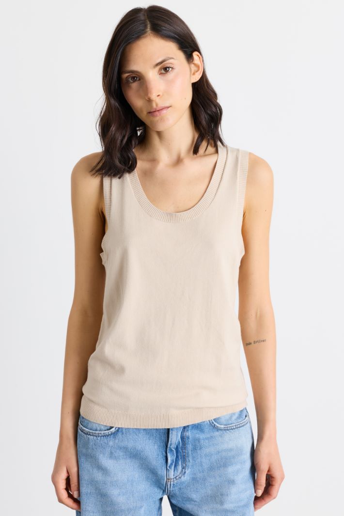 Stretch knit top - BEIGE - Intrend - 2