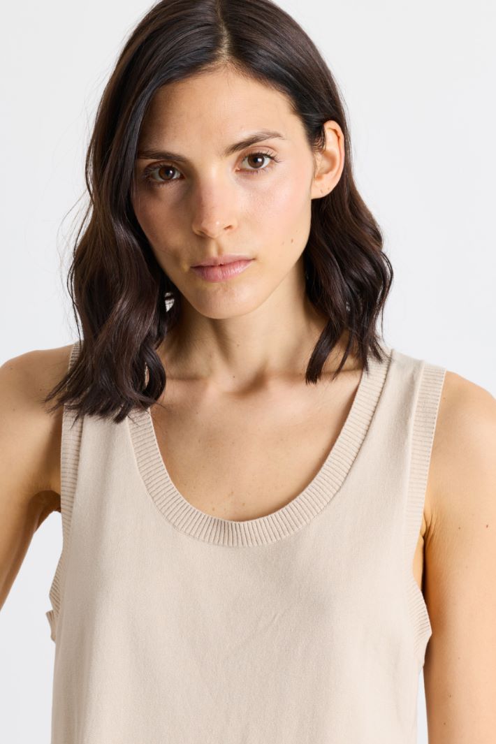 Stretch knit top - BEIGE - Intrend - 3