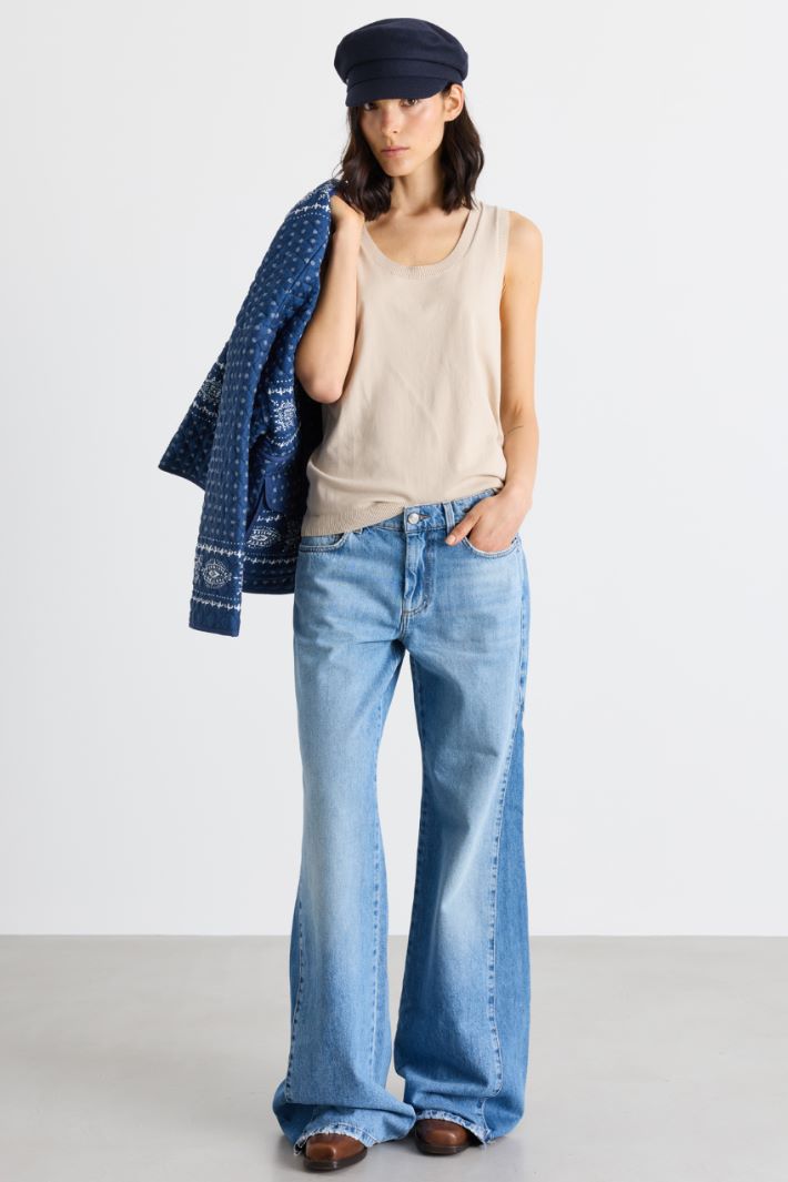 Stretch knit top - BEIGE - Intrend