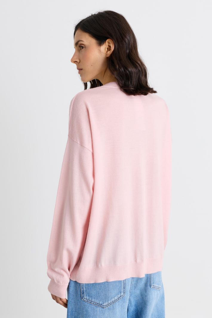 V-neck jumper - PINK - Intrend - 4