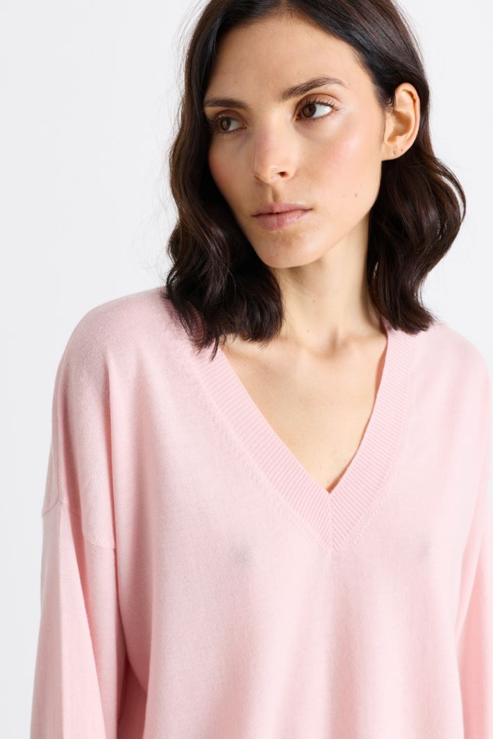 V-neck jumper - PINK - Intrend - 3