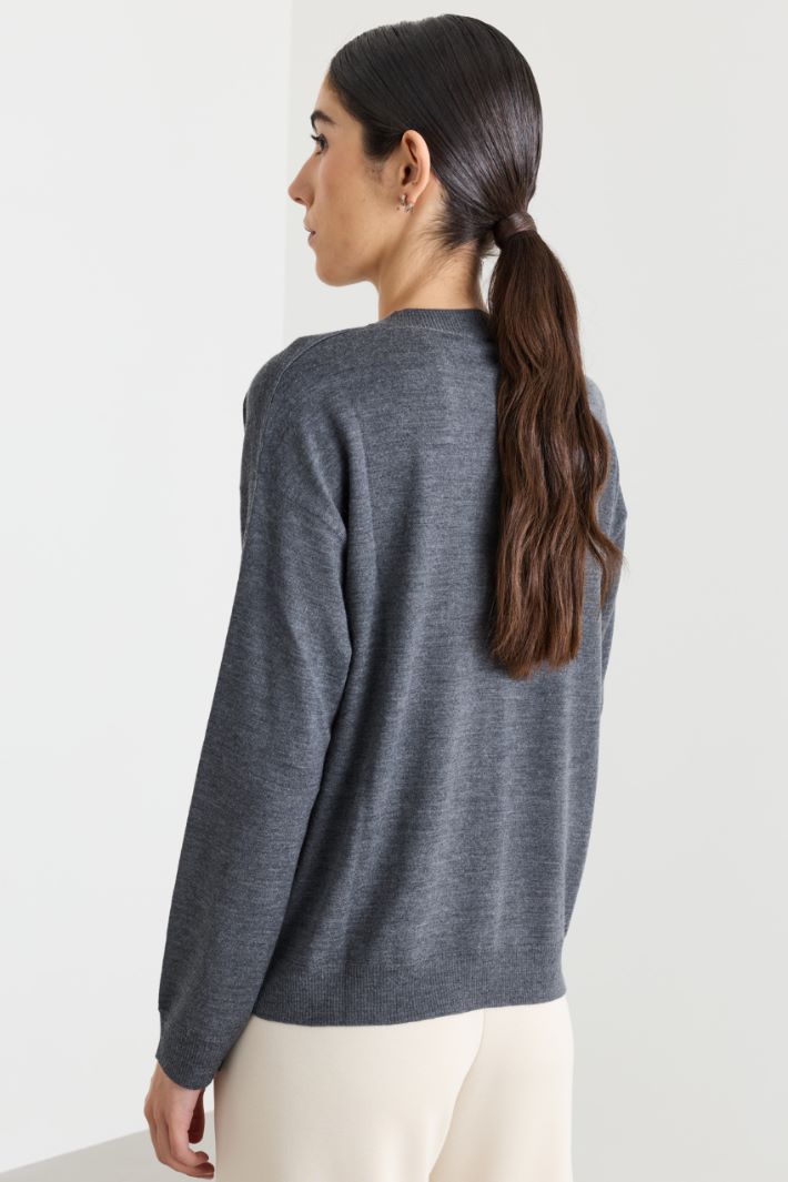 Strickpullover mit V-Ausschnitt - GRAU - Intrend - 4