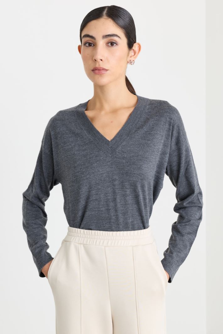 Strickpullover mit V-Ausschnitt - GRAU - Intrend - 2