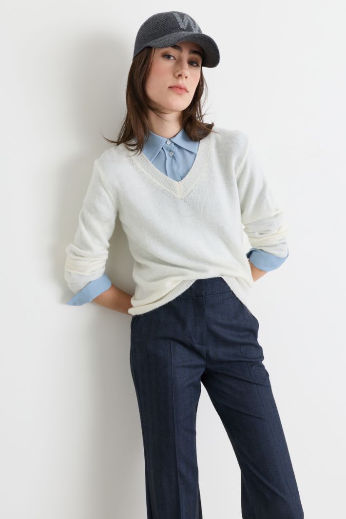 Loose-fit jumper - WHITE - Intrend - 2