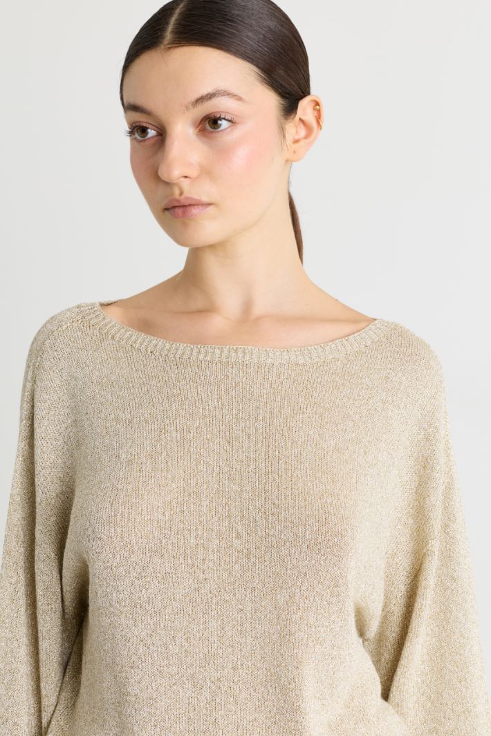 Soft Jumper in Metallic Yarn - GOLD - Intrend - 3