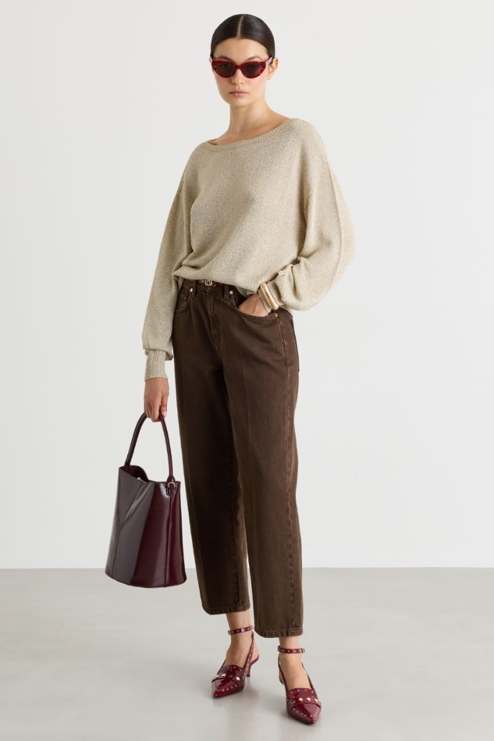 Soft Jumper in Metallic Yarn - GOLD - Intrend
