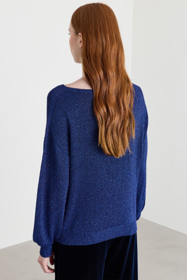 Soft Jumper in Metallic Yarn - BLUE - Intrend - 4