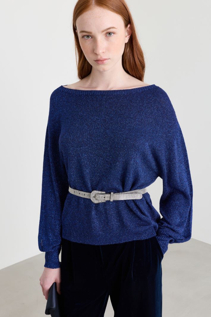 Soft Jumper in Metallic Yarn - BLUE - Intrend - 2