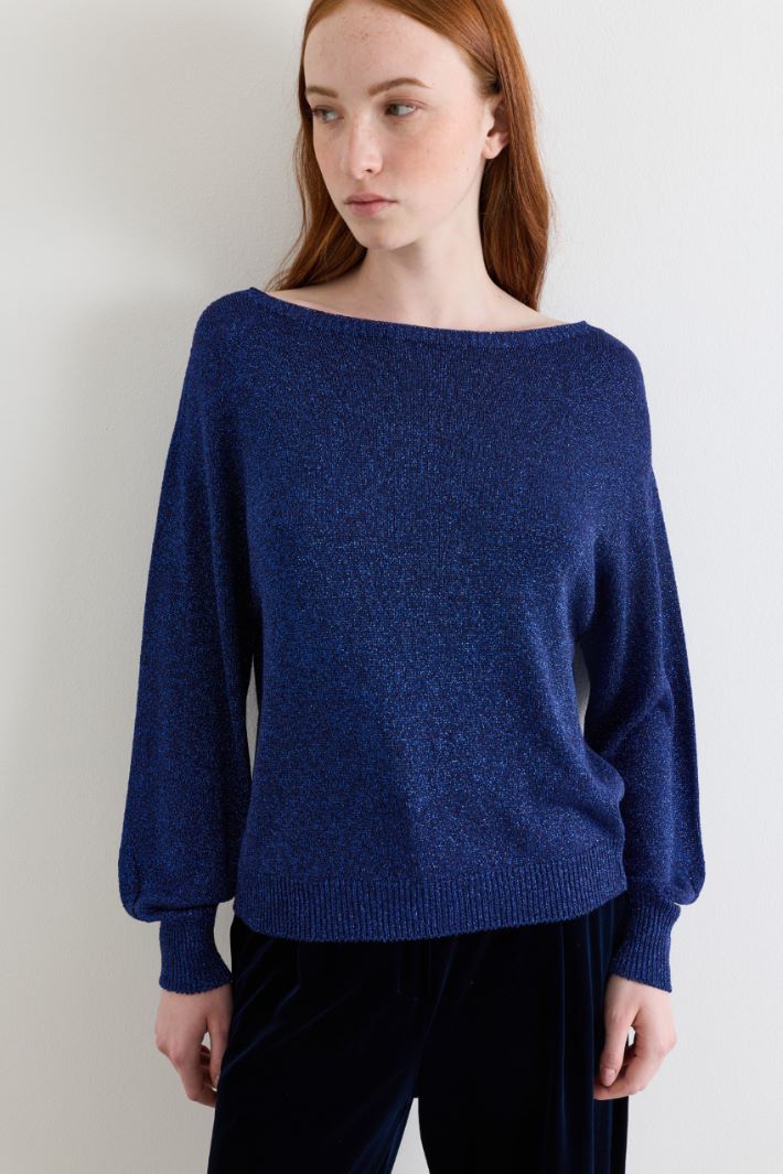 Soft Jumper in Metallic Yarn - BLUE - Intrend - 3