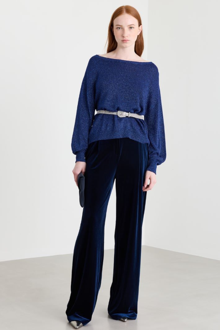 Soft Jumper in Metallic Yarn - BLUE - Intrend