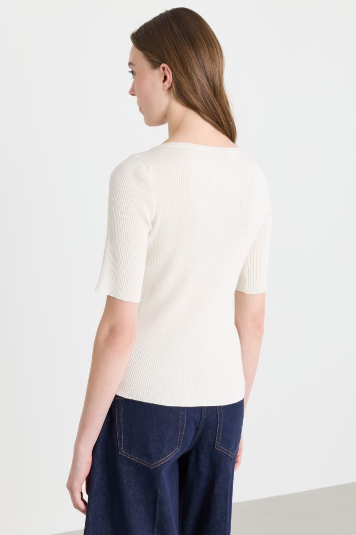 Fitted ribbed top - WHITE - Intrend - 4