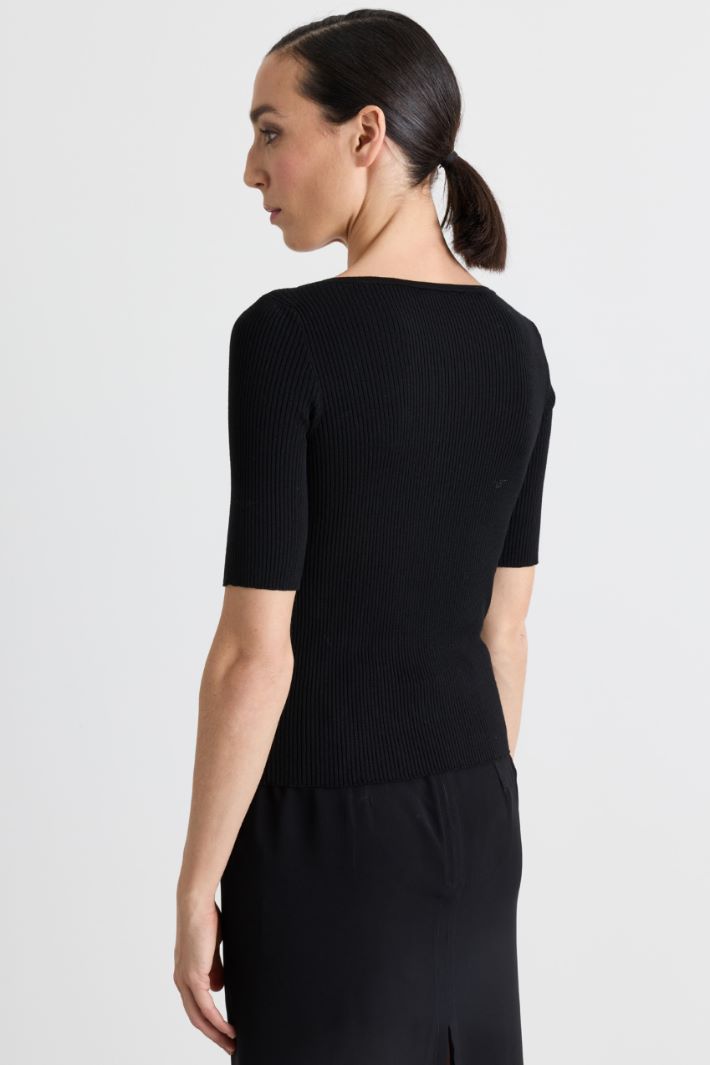 Figurbetontes Rippshirt - SCHWARZ - Intrend - 4