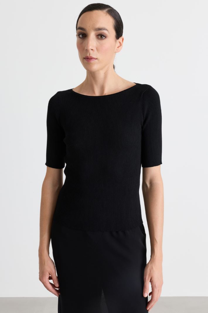 Figurbetontes Rippshirt - SCHWARZ - Intrend - 2