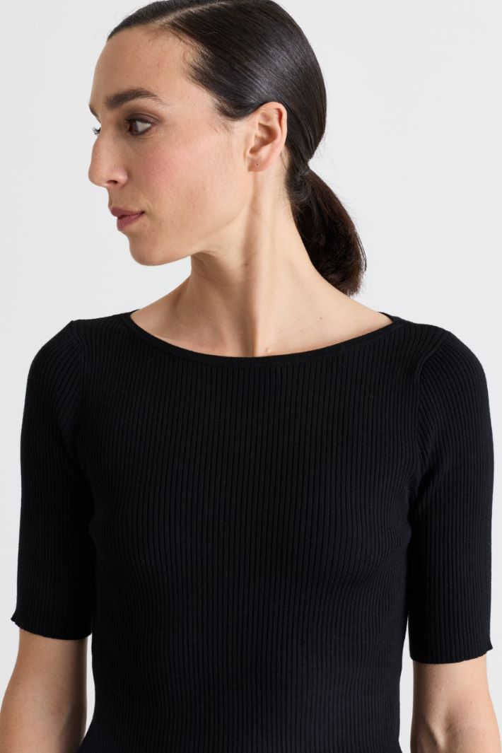 Figurbetontes Rippshirt - SCHWARZ - Intrend - 3