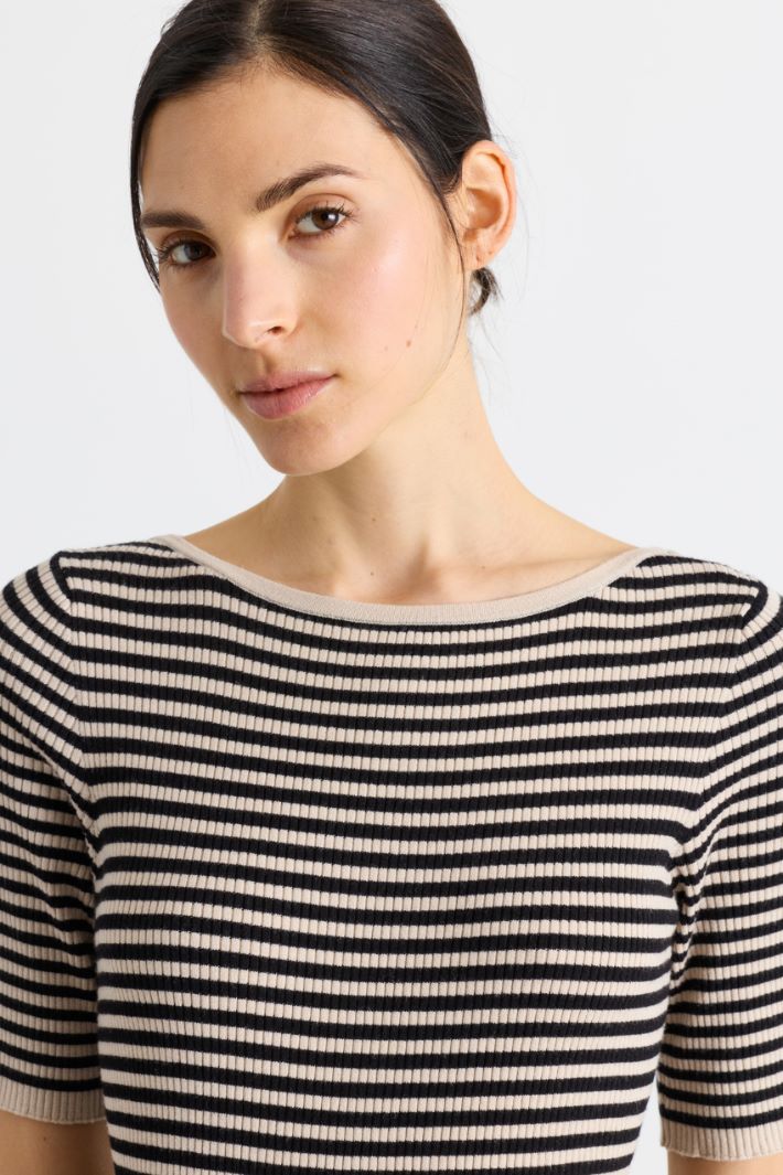 Fitted ribbed top - BEIGE BLACK - Intrend - 3