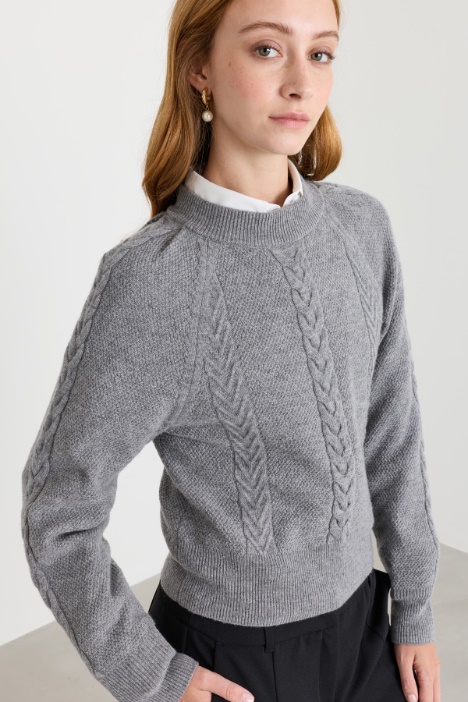 Maglia cropped in misto lana