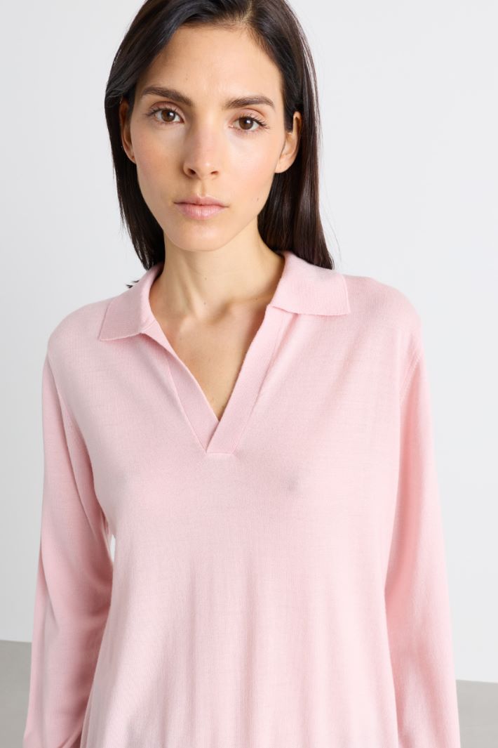 Knit Polo Shirt - PINK - Intrend - 3