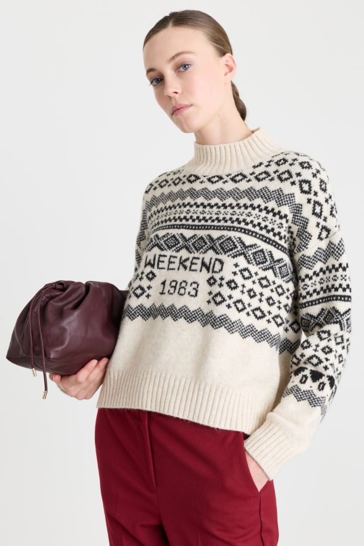 Maglia boxy jacquard - BIANCO NERO  - Intrend - 2