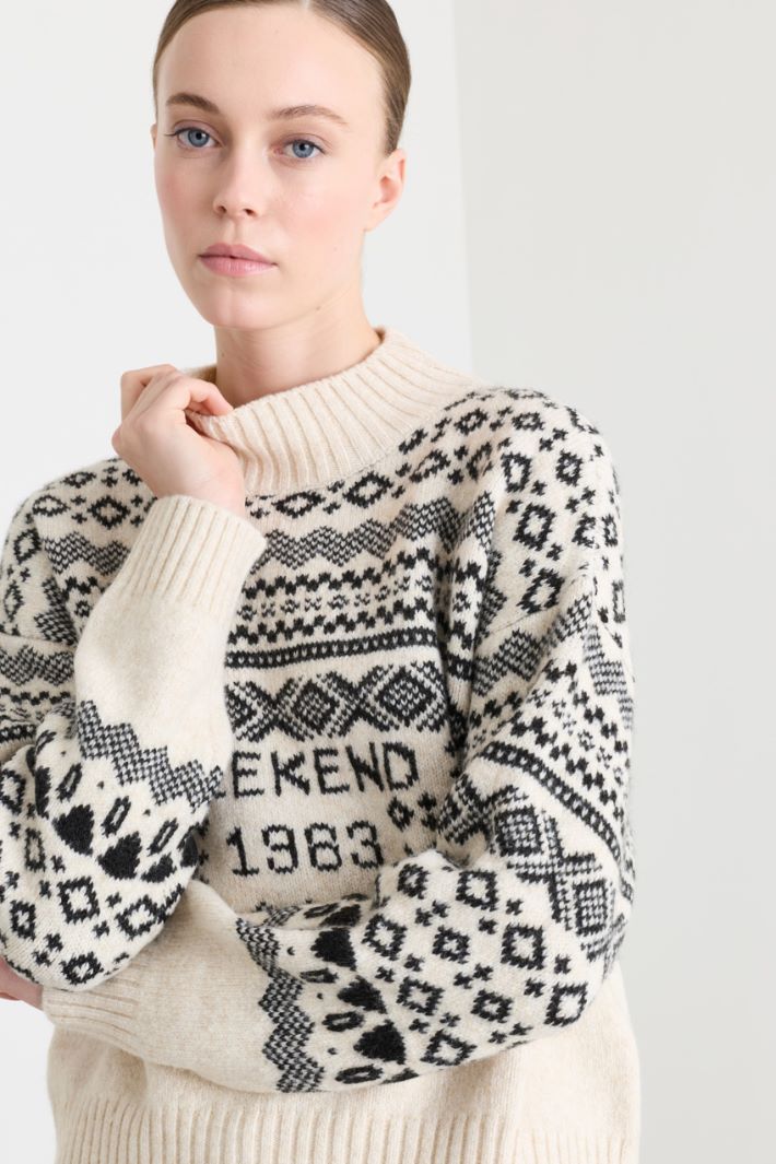 Maglia boxy jacquard - BIANCO NERO  - Intrend - 3