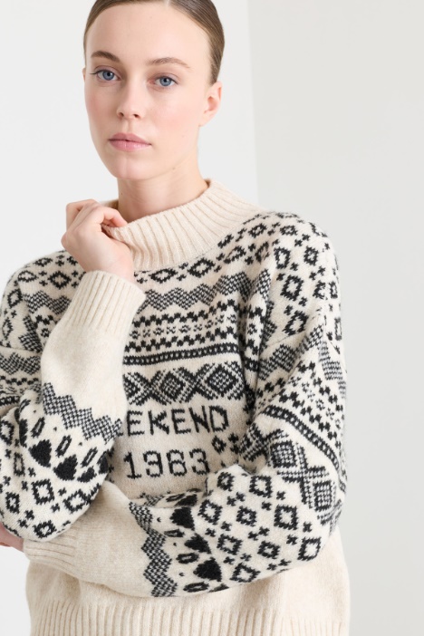 Maglia boxy in misto lana jacquard