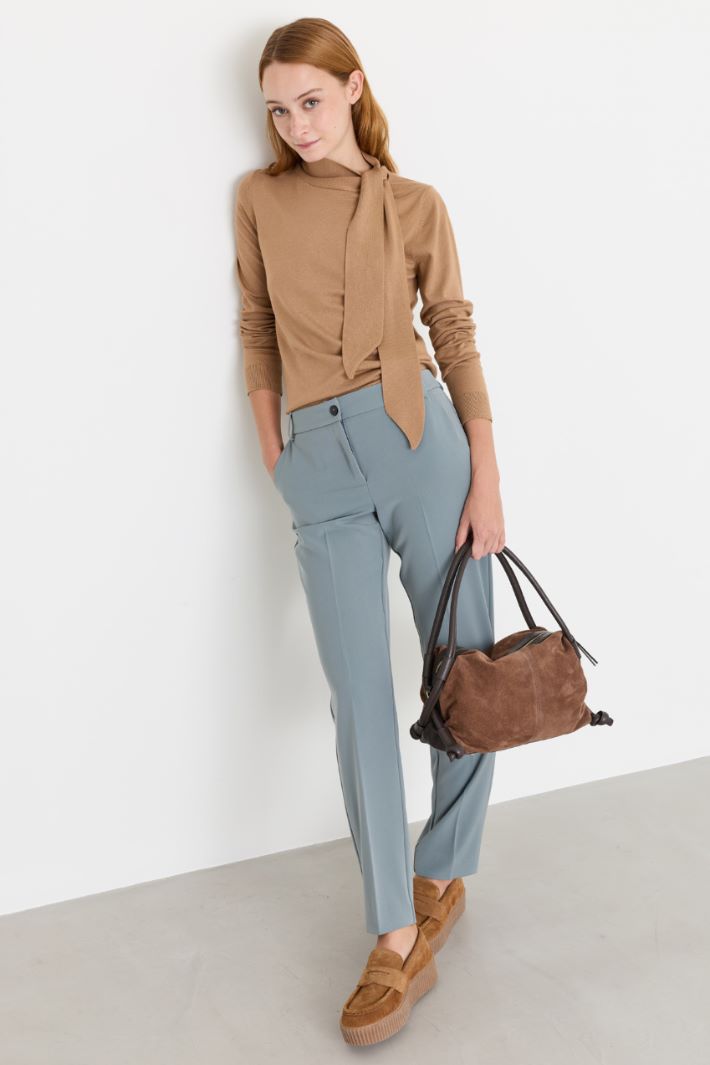 Jumper with scarf - CAMEL - Intrend