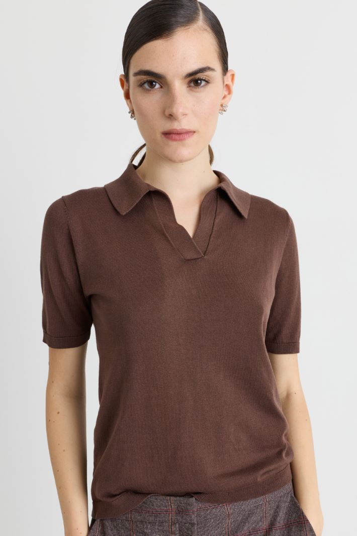 Maglia con colletto a punta - MARRONE - Intrend - 2