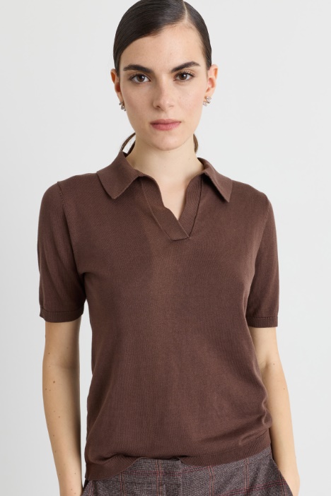 Pointed-collar knitted top - Intrend