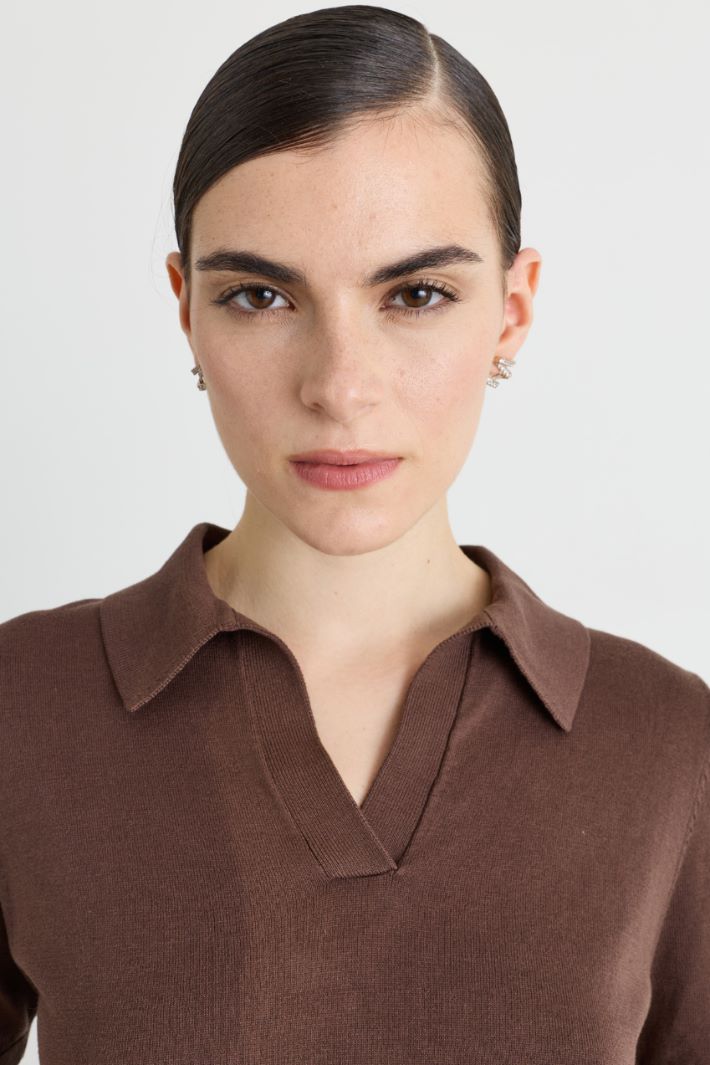 Maglia con colletto a punta - MARRONE - Intrend - 3