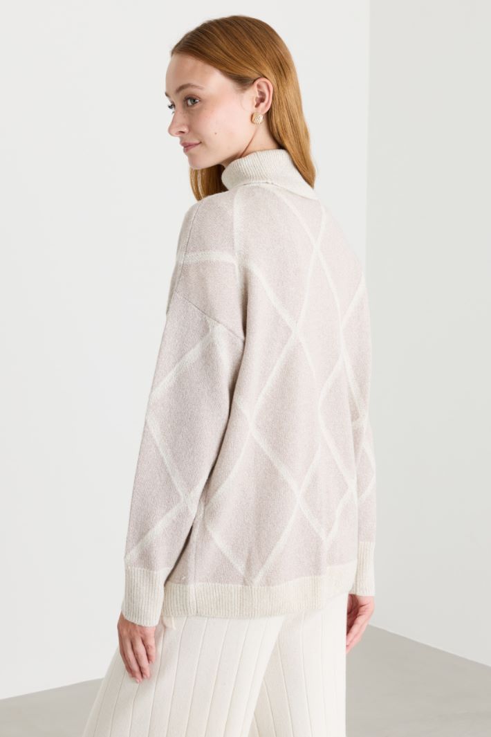 Maglia oversize con collo alto - BEIGE - Intrend - 4