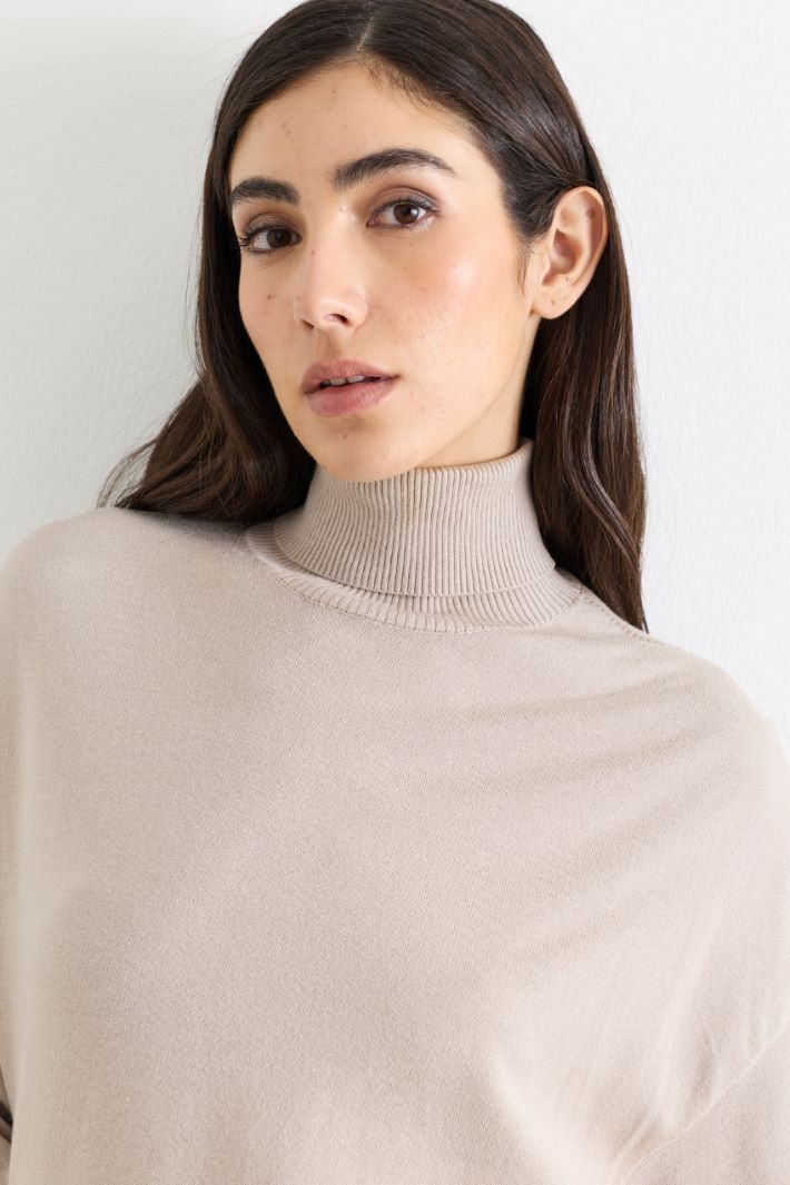 Oversize-Pullover mit Stehkragen - BEIGE - Intrend - 3